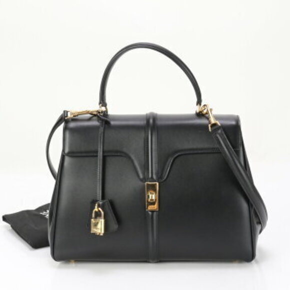 Celine Handbags - Celine Sze Leather Crossbody Bag Handbag Black